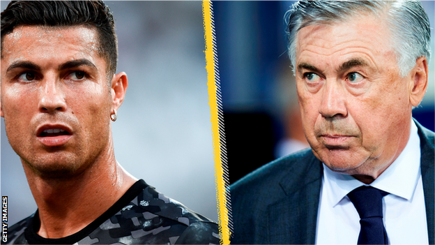 Cristiano Ronaldo and Carlo Ancelotti.