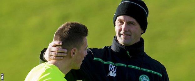 Celtic's Callum McGregor and Ronny Deila