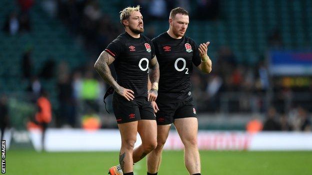 England's Jack Nowell and Sam Simmonds after defeat to Argentina