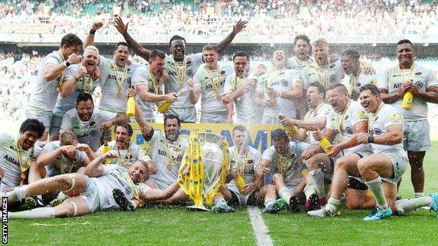 Saracens celebrate.