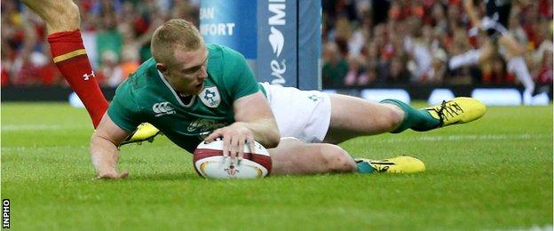 Keith Earls scored Ireland's third try in the win at the Millennium Stadium