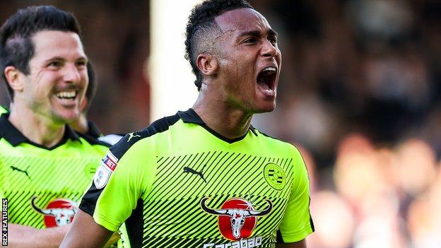 Jordan Obita scores for Reading against Fulham in the play-off semi-final