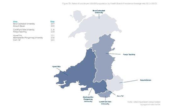 Suicide rates in Wales