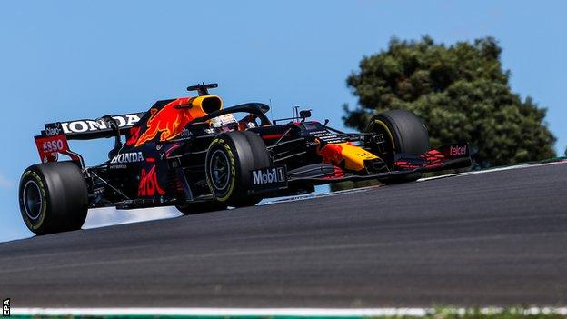 Max Verstappen on track at Portimao