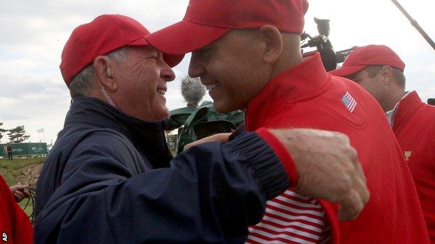 USA player Bill Haas (right) and captain Jay Haas