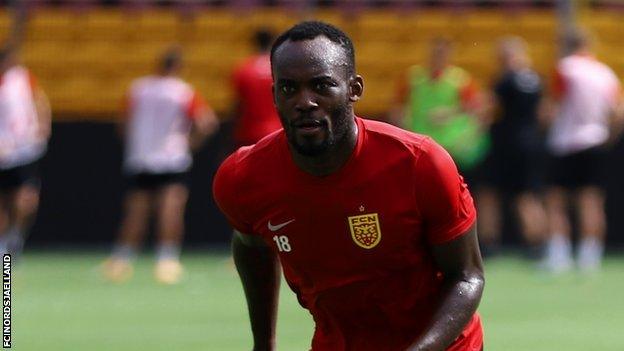 Michael Essien training with FC Nordsjaelland