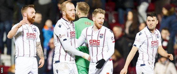 Ross County players celerate beating Hearts