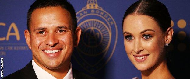 Usman Khawaja with wife Rachel