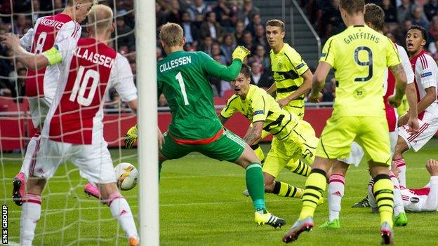 Celtic led twice in Amsterdam but were pegged back for a 2-2 draw