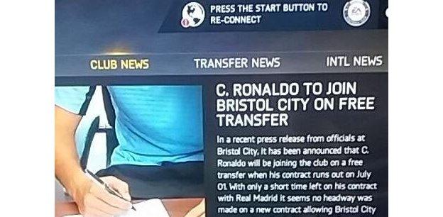 Ronaldo signs for Bristol City on Twitter