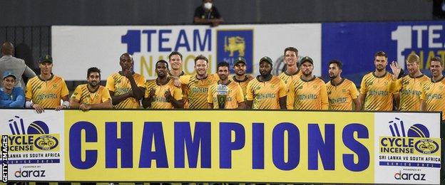 South Africa with the T20 series trophy