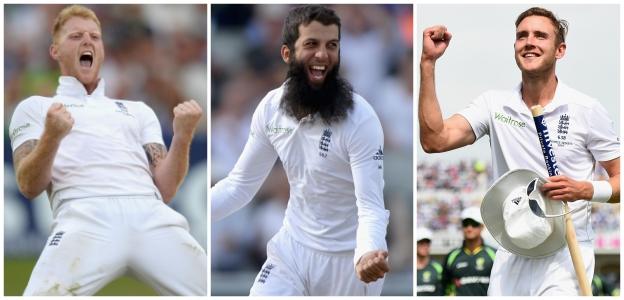 Since Ben Stokes, left, made his Test debut in December 2013, only two other Test cricketers worldwide have taken a minimum of 60 wickets & scored more than 750 runs - Moeen Ali, centre, and Stuart Broad (right)