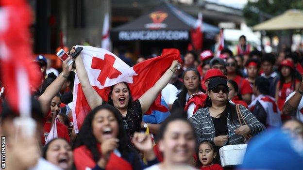 Tonga supporters attend an event in Auckland earlier this week