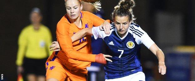 Hayley Lauder (right) in action against the Netherlands