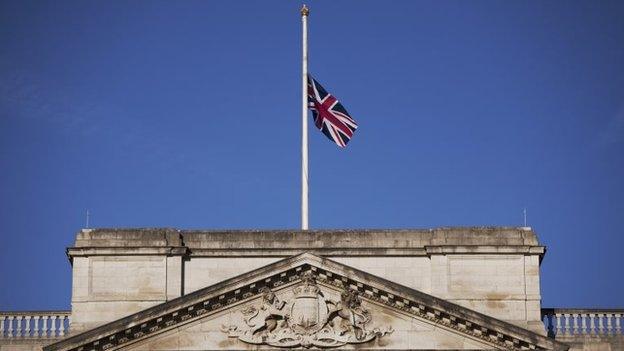 The union jack over Buckingham Palace