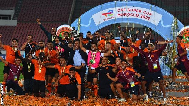 RS Berkane celebrate with the Caf Super Cup