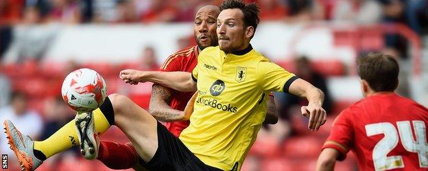 Aston villa's Libor Kozak in action against Nottingham Forest in pre-season