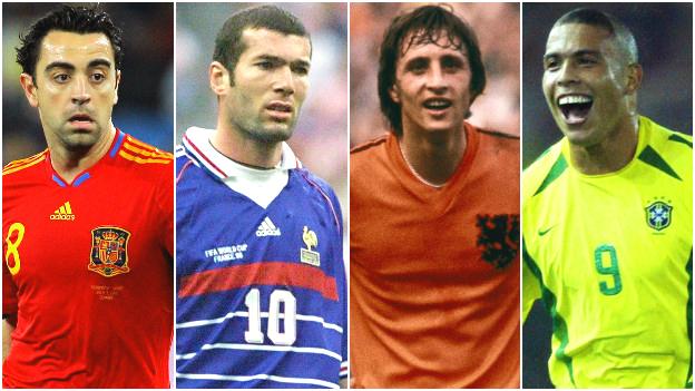 Xavi, Zinedine Zidane, Johan Cruyff and Ronaldo