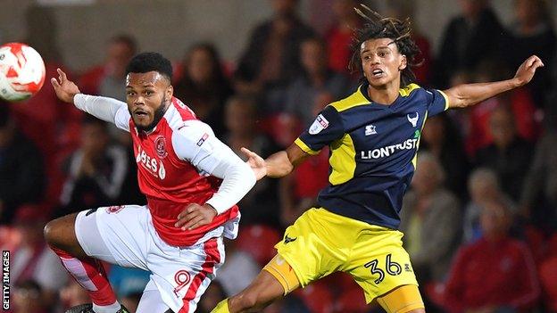 Miles Welch-Hayes (right) in action for Oxford United