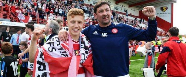 Greg Docherty and Martin Canning celebrate