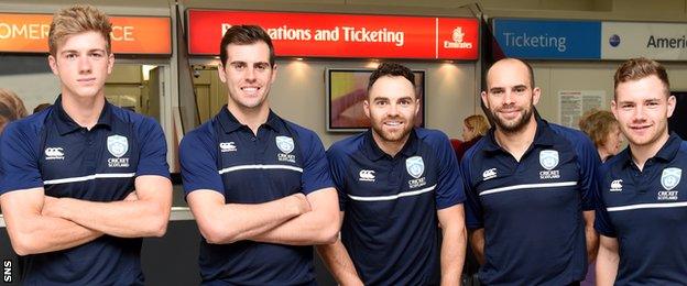 Scotland's Gavin Main, Calum Macleod, Preston Mommsen, Kyle Coetzer, Matthew Cross