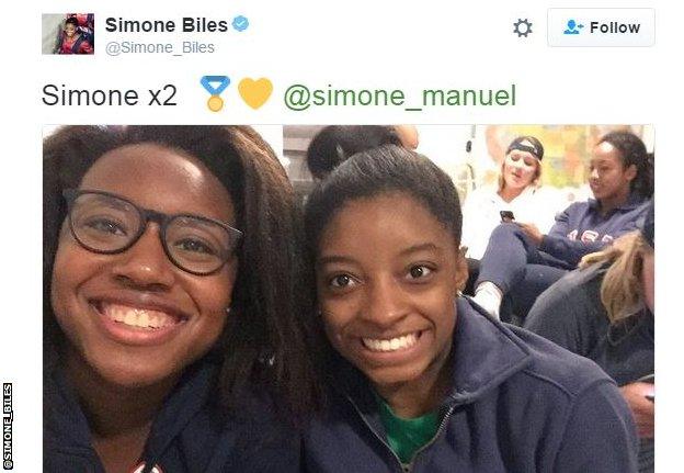 Simone Biles and Simone Manuel