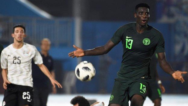 Nigeria's Paul Onuachu in action against Egypt