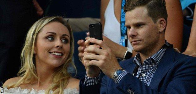 Australia cricket captain Steve Smith watches Nadal's clash with Cilic