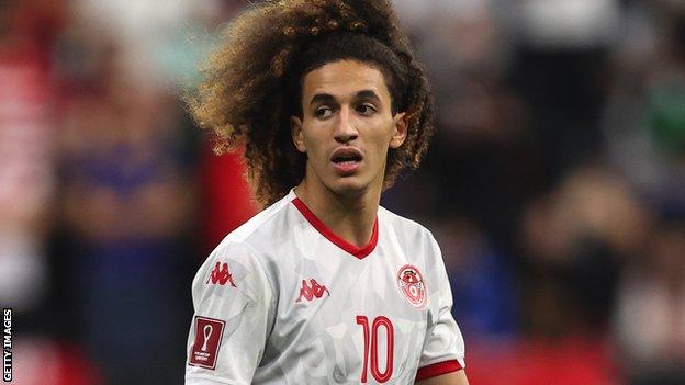 Hannibal Mejbri in action for Tunisia