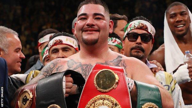 Andy Ruiz Jr with his belts