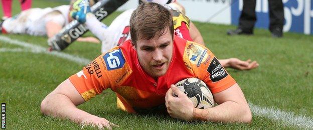 Scarlets full-back Michael Collins scored two tries in the first half