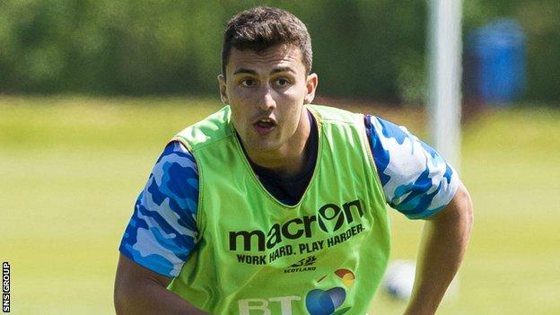 Damien Hoyland training with the Scotland squad at Murrayfield