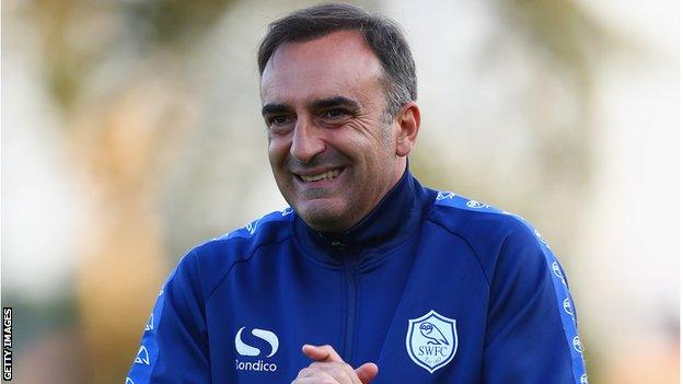 Carlos Carvalhal training Wednesday players during his spell at the club