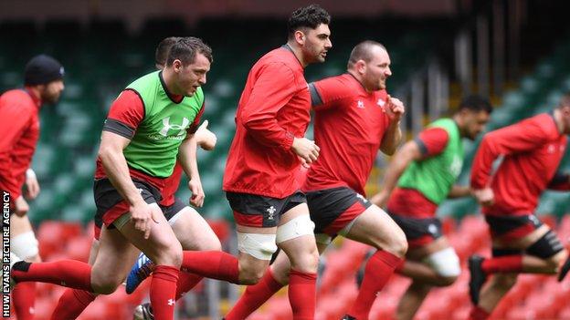 Wales players in training just hours before the Six Nations match against Scotland was postponed