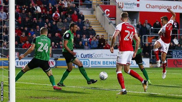 Will Vaulks scores Rotherham United's second goal