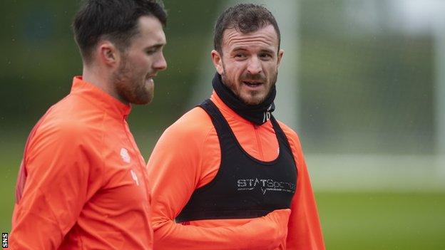 Hearts' John Souttar and Andy Halliday