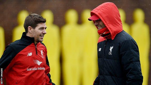 Steven Gerrard and Jurgen Klopp