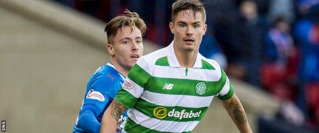 Mikael Lustig in action for Celtic against Rangers