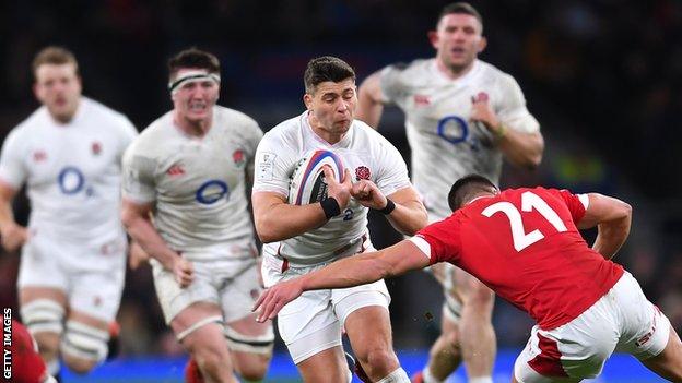 Ben Youngs takes on the Wales defence