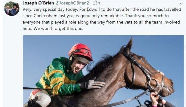 O'Brien paid tribute to the winner on Twitter