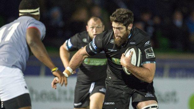 Greg Peterson carries the ball for Glasgow