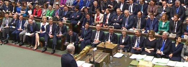 Jeremy Corbyn asking a question at the last PMQs before the election