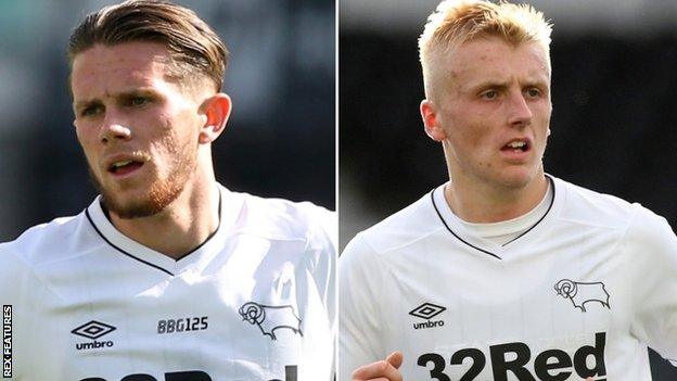 Derby County midfielders Max Bird and Louie Sibley