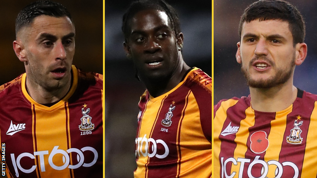 Bradford's Lee Novak, Clayton Donaldson and Anthony O'Connor