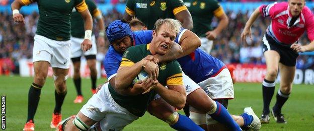 Schalk Burger scores for South Africa