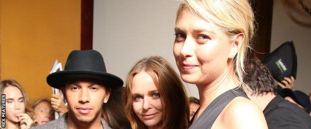 Lewis Hamilton, Stella McCartney and Maria Sharapova