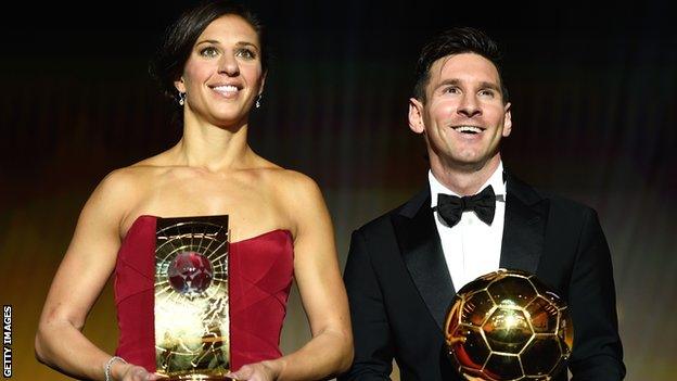 Carli Lloyd and Lionel Messi