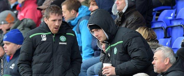 Anthony Stokes takes his seat at the Caledonian Stadium