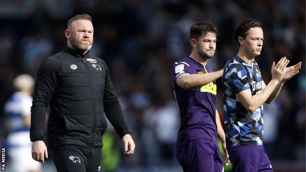 Wayne Rooney after Derby were relegated from the Championship at QPR