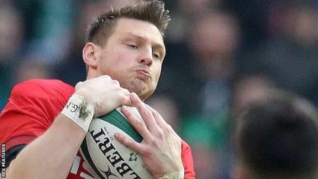 Dan Biggar takes a high ball as Wales lose to Ireland in the 2018 Six Nations